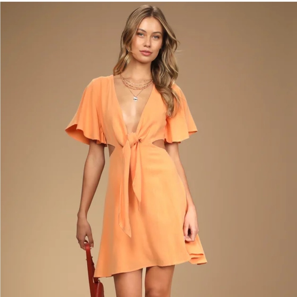 Lulu's Orange Midi Dress